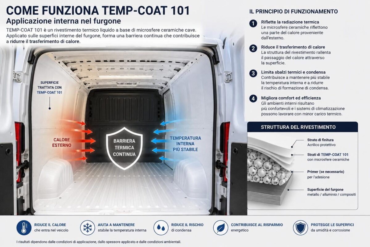 Isolamento termico interno di un veicolo commerciale con TEMP-COAT 101