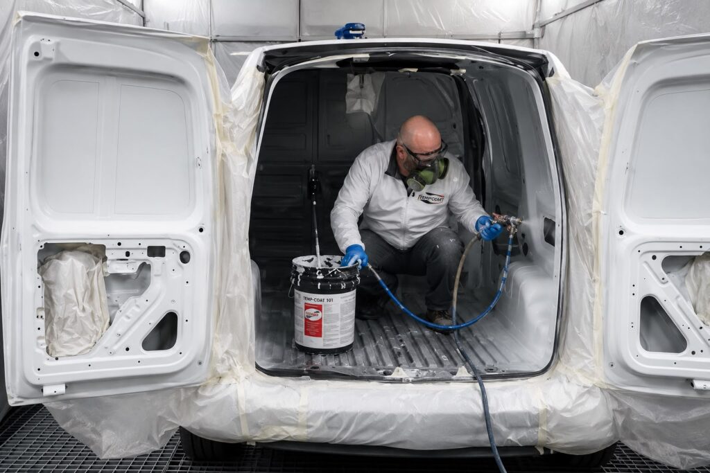 Coibentazione veicoli commerciali con il rivestimento termico liquido TEMP-COA 101