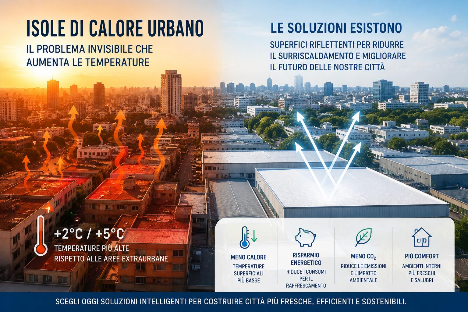 Contrasta le isole di calore urbano con le vernici riflettenti e l'isolante termico liquido TEMP-COAT 101