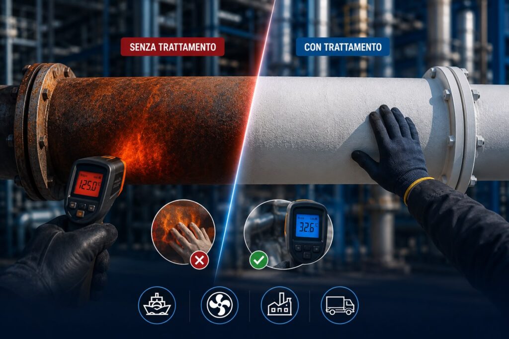Protezione superfici calde contro le scottature e dispersioni di calore negli ambienti industriali con TEMP-COAT 101
