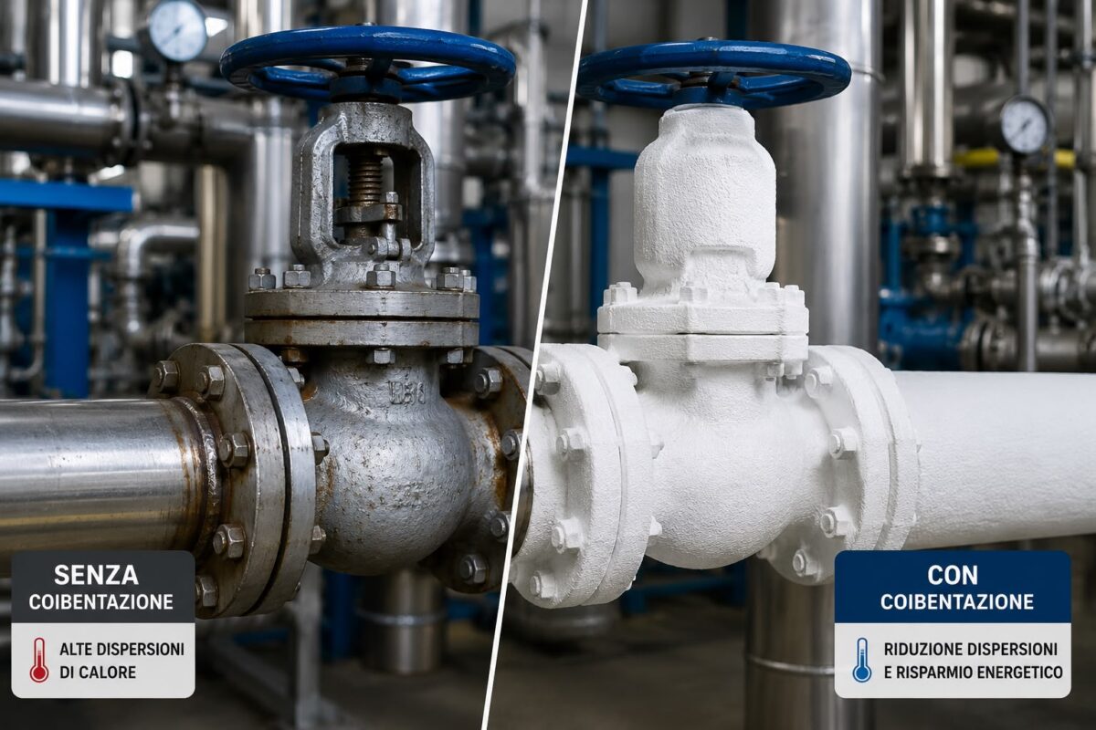 Coibentazione valvole con l'isolamento termico industriale liquido temp coat 101