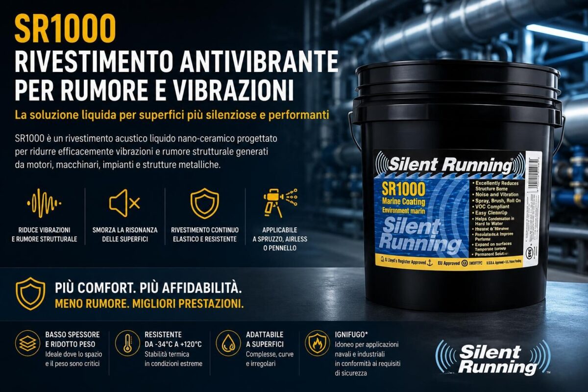 Rivestimento antivibrante SR1000 per il controllo e il contrasto del rumore e vibrazioni in ambienti industriali.